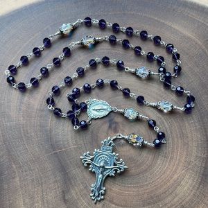 Handmade Purple Swarovski Crystal Silver Rosary